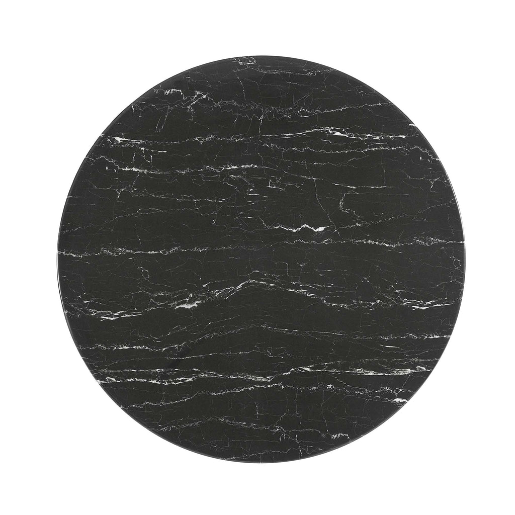 Lippa 40" Round Faux Marble Dining Table - Gold Black