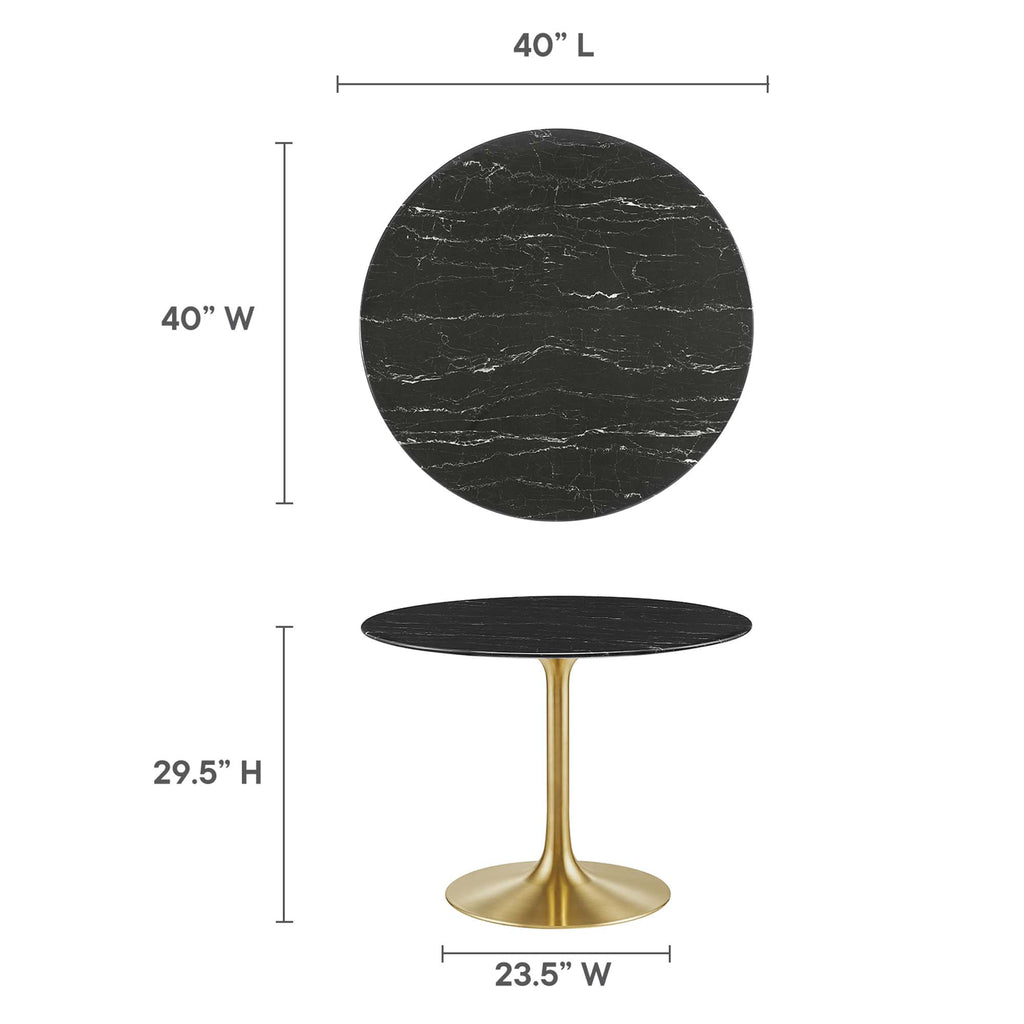 Lippa 40" Round Faux Marble Dining Table - Gold Black