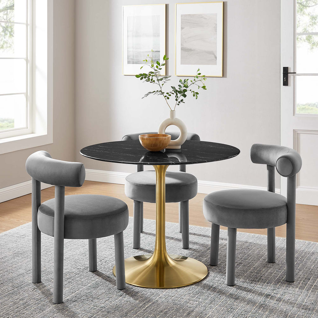 Lippa 40" Round Faux Marble Dining Table - Gold Black