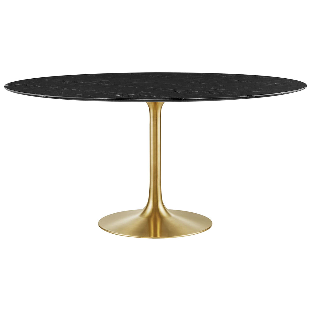 Lippa 60" Round Faux Marble Dining Table - Gold Black