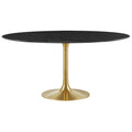 Lippa 60" Round Faux Marble Dining Table - Gold Black