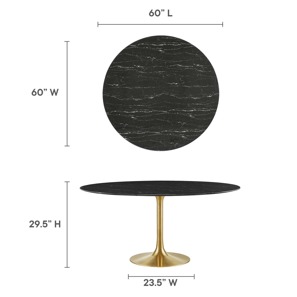 Lippa 60" Round Faux Marble Dining Table - Gold Black
