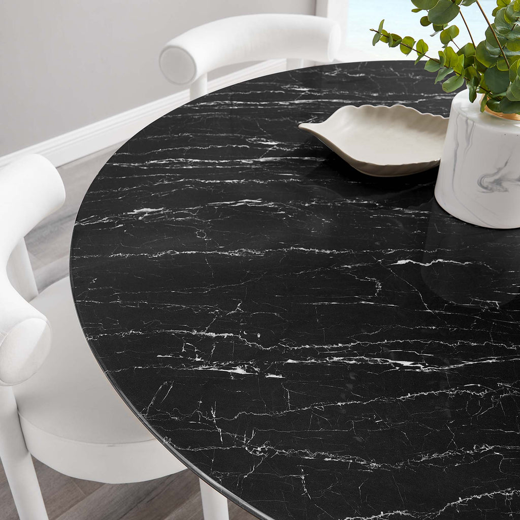 Lippa 60" Round Faux Marble Dining Table - Gold Black