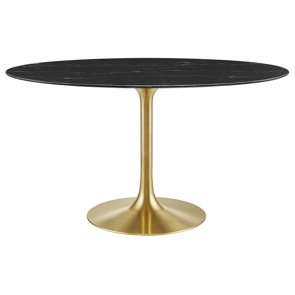 Lippa 54" Oval Faux Marble Dining Table - Gold Black