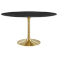 Lippa 54" Oval Faux Marble Dining Table - Gold Black