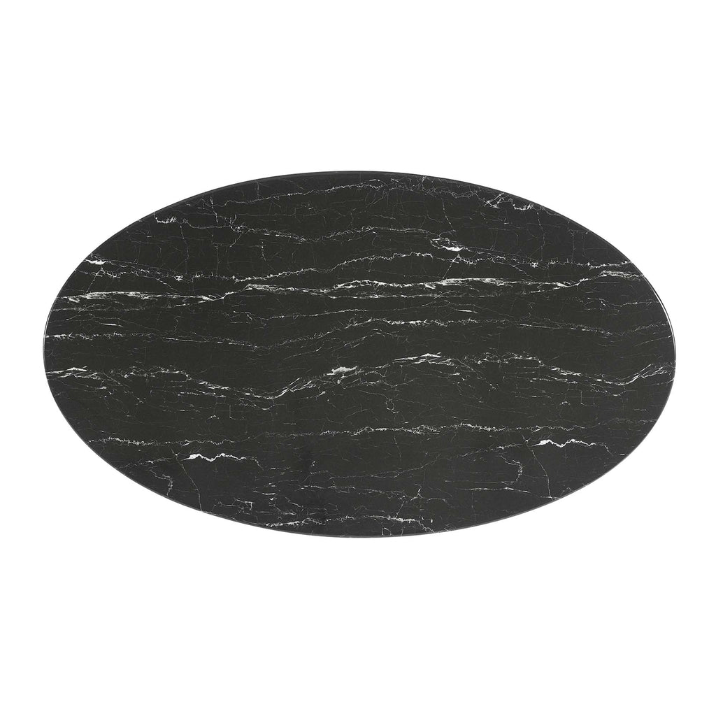 Lippa 54" Oval Faux Marble Dining Table - Gold Black