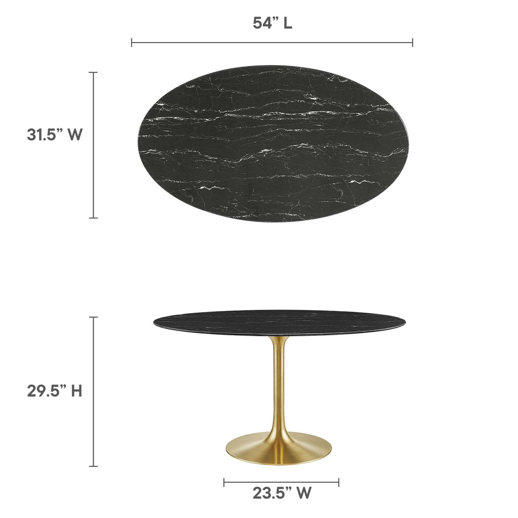 Lippa 54" Oval Faux Marble Dining Table - Gold Black