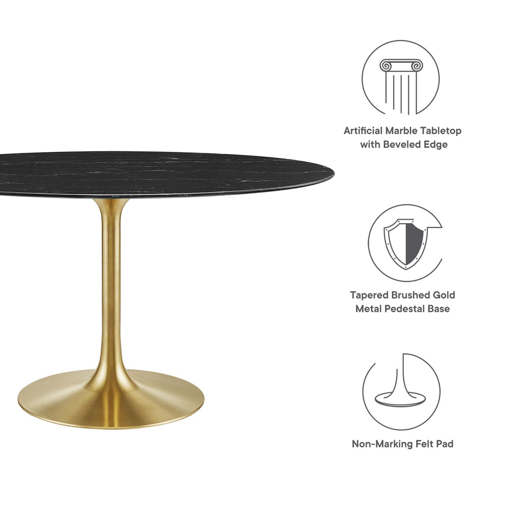 Lippa 54" Oval Faux Marble Dining Table - Gold Black