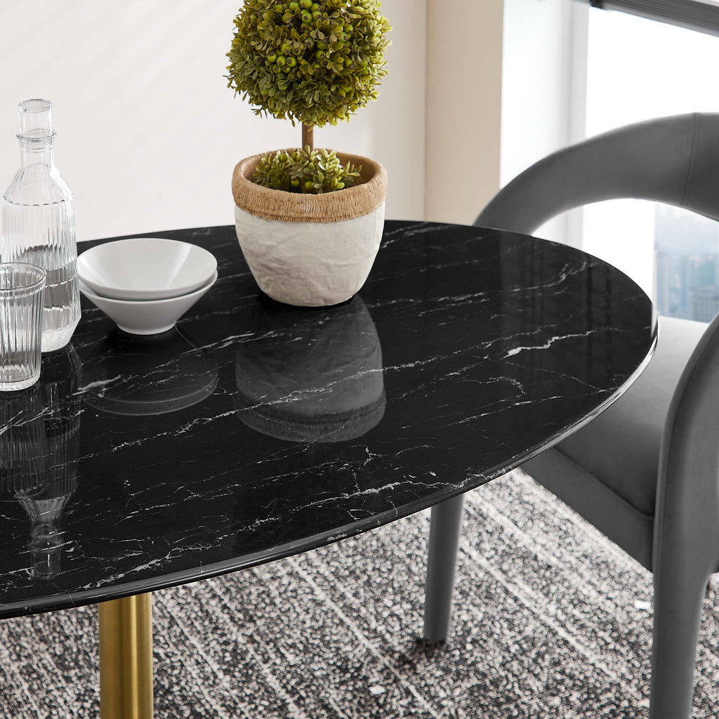 Lippa 54" Oval Faux Marble Dining Table - Gold Black