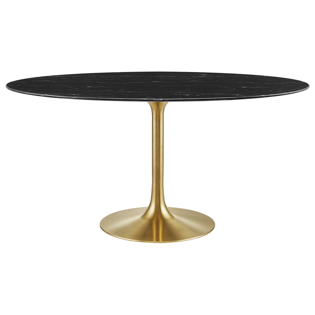 Lippa 60" Oval Faux Marble Dining Table - Gold Black
