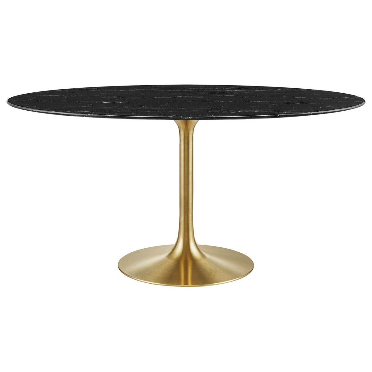 Lippa 60" Oval Faux Marble Dining Table - Gold Black