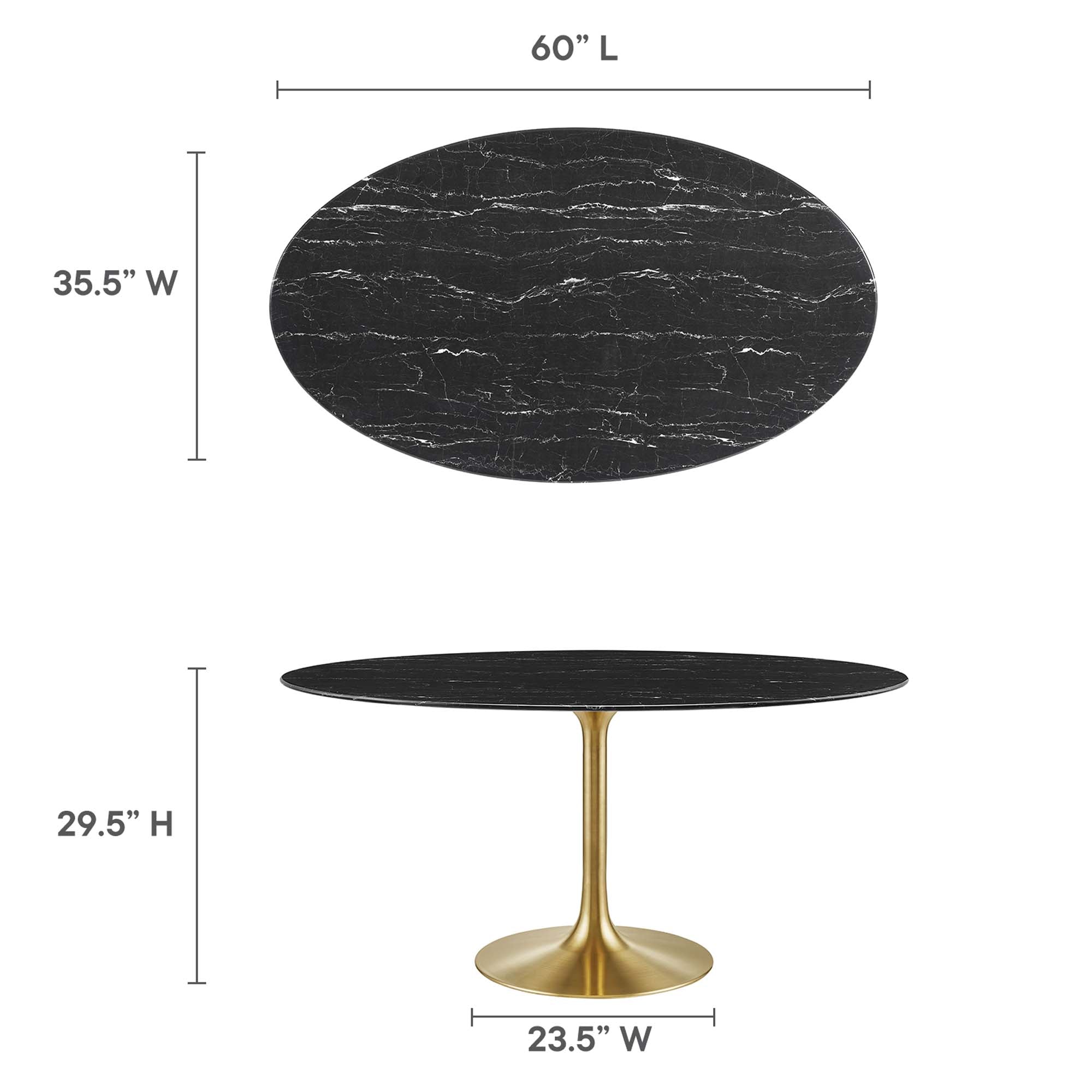 Lippa 60" Oval Faux Marble Dining Table - Gold Black
