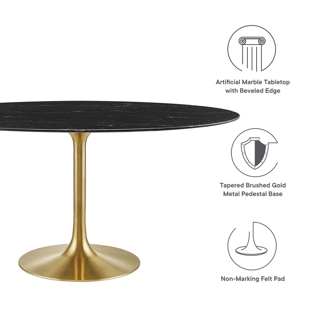 Lippa 60" Oval Faux Marble Dining Table - Gold Black