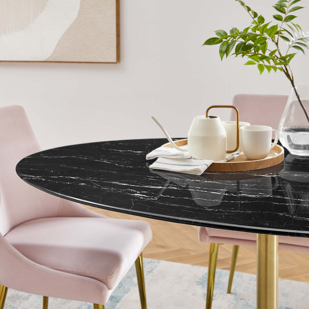 Lippa 60" Oval Faux Marble Dining Table - Gold Black