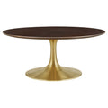 Lippa 36" Round Wood Coffee Table - Gold Cherry Walnut