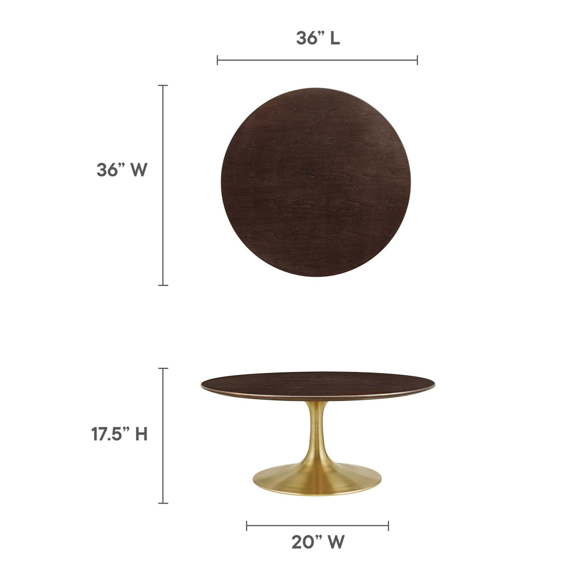 Lippa 36" Round Wood Coffee Table - Gold Cherry Walnut