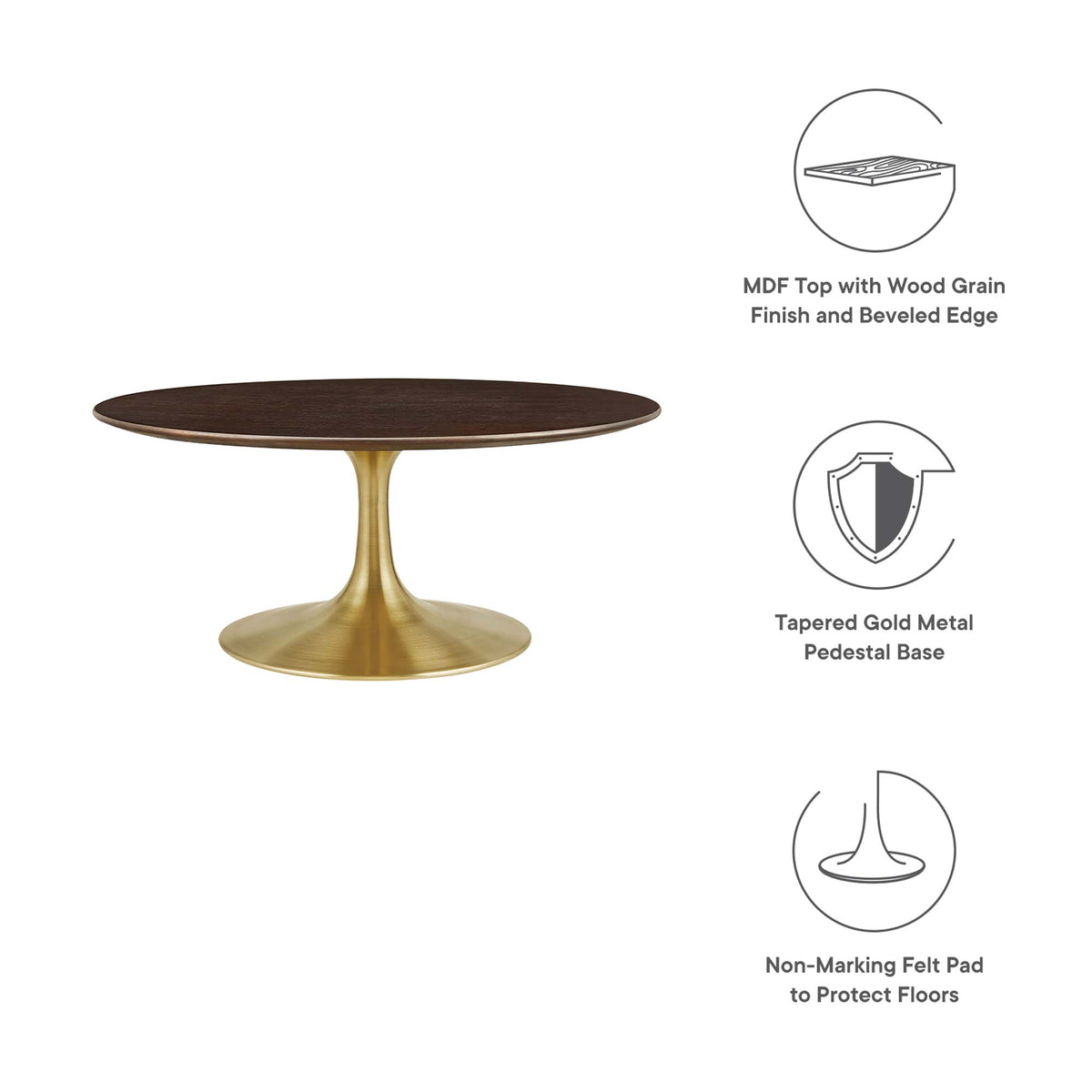 Lippa 36" Round Wood Coffee Table - Gold Cherry Walnut