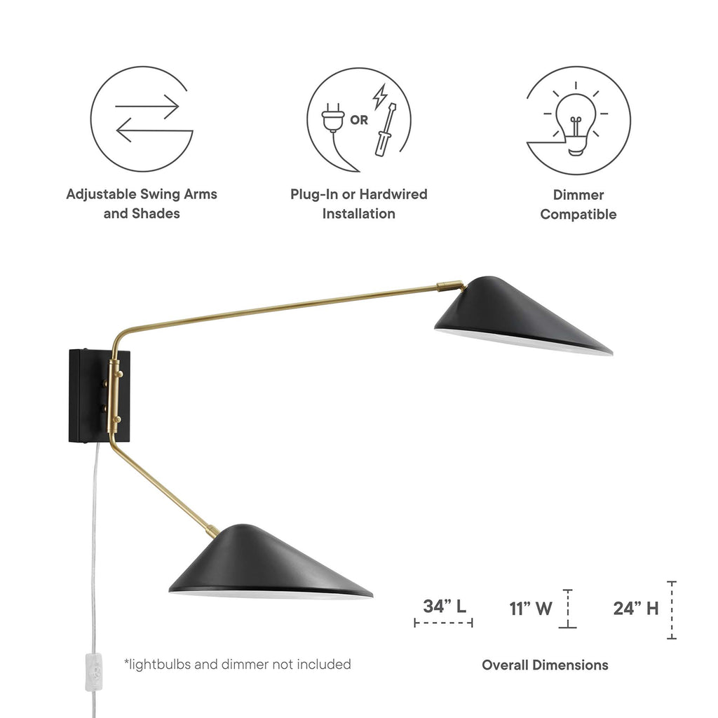 Journey 2-Light Swing Arm Wall Sconce - Black