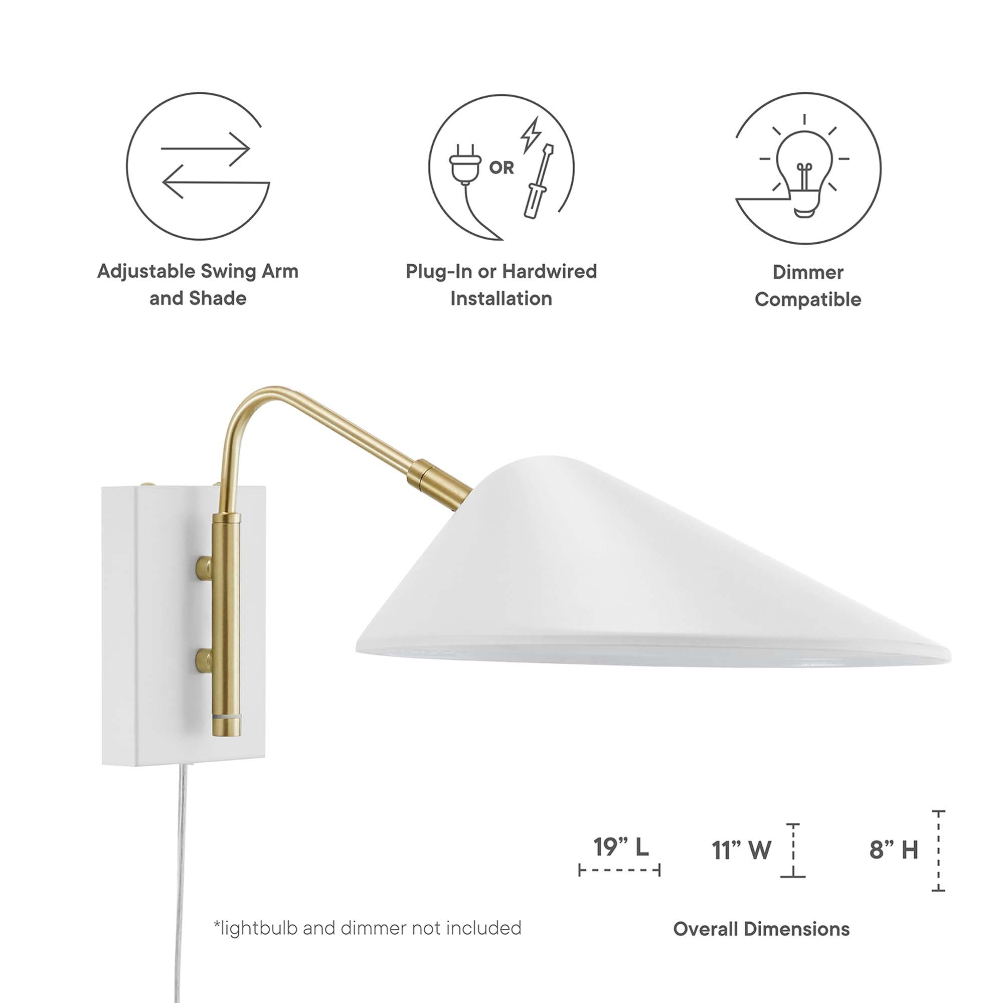Journey 7" Swing Arm Wall Sconce - White