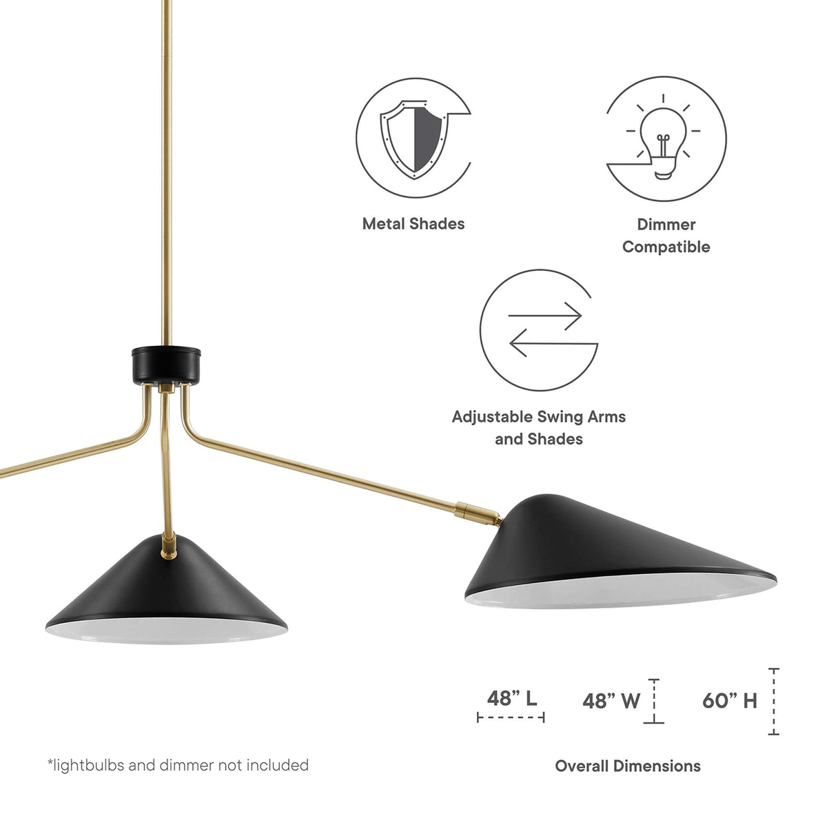 Journey 3-Light 14" Arm Pendant - Black