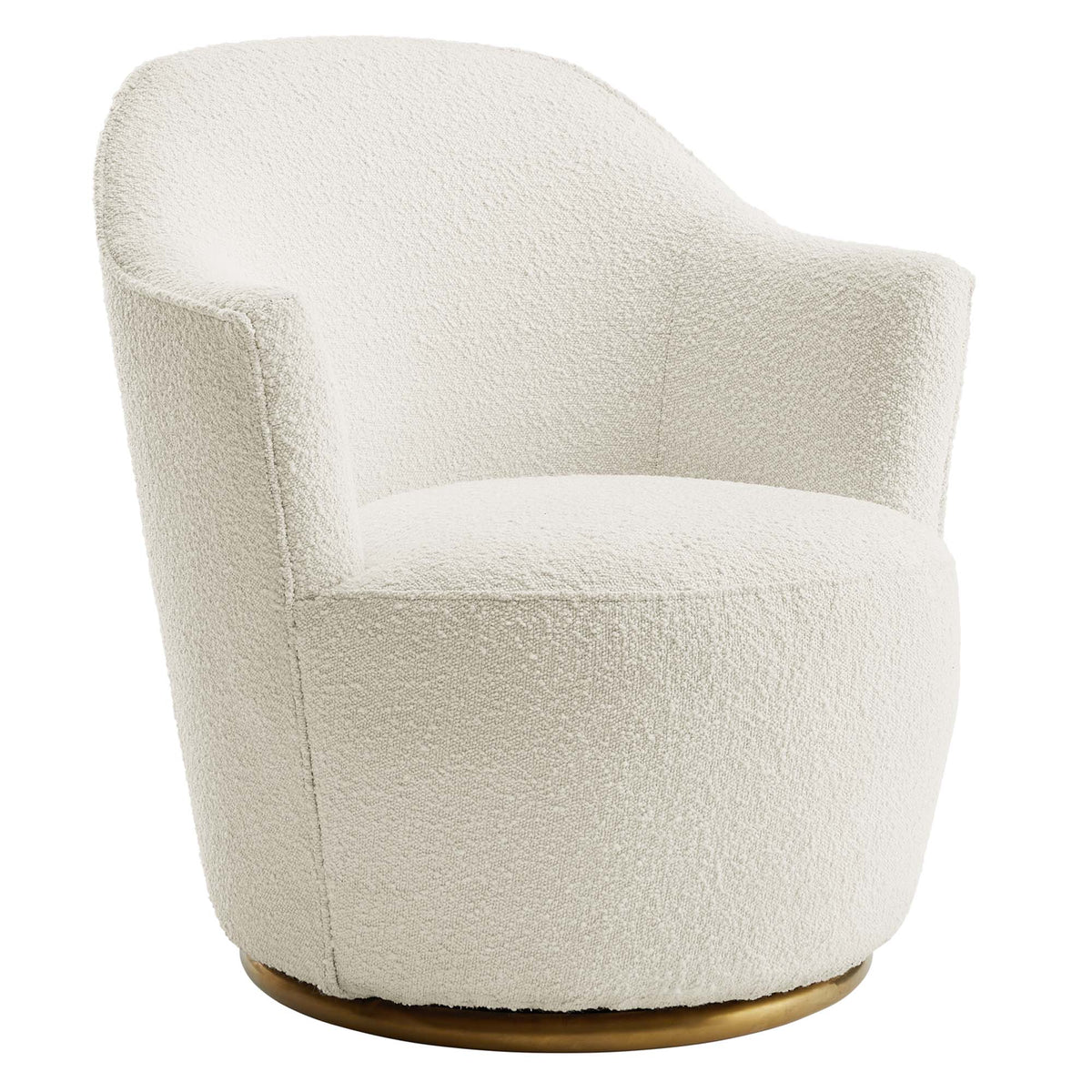 Nora Boucle Upholstered Swivel Chair - White