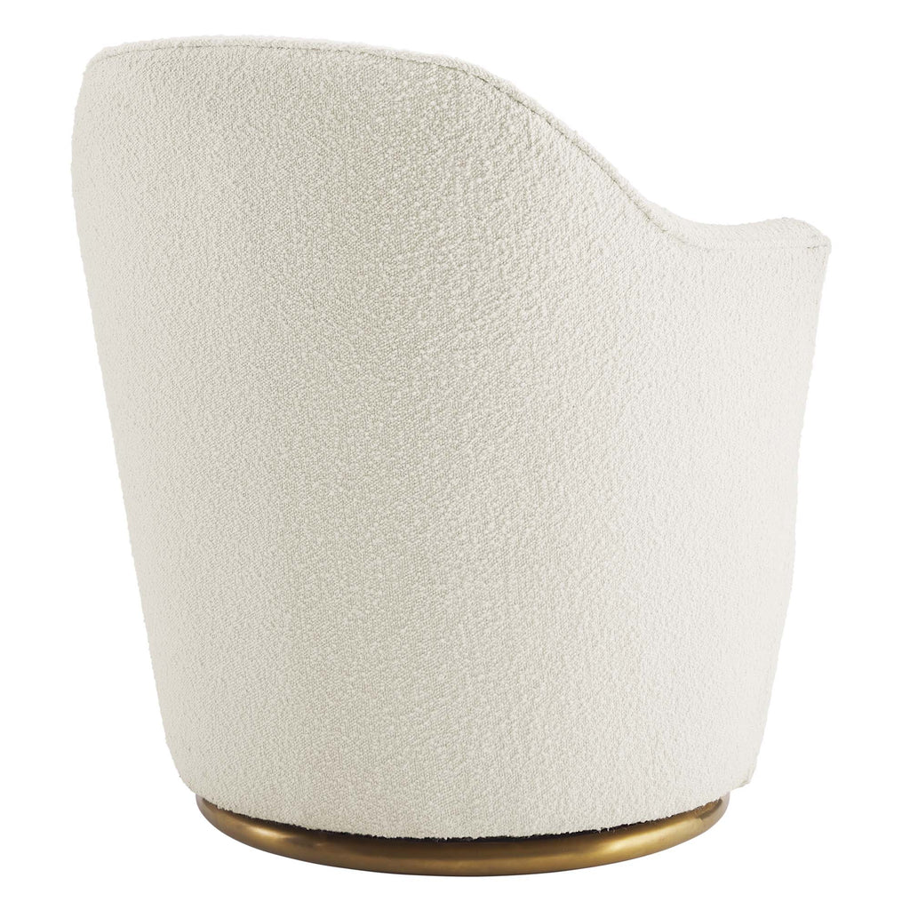 Nora Boucle Upholstered Swivel Chair - White