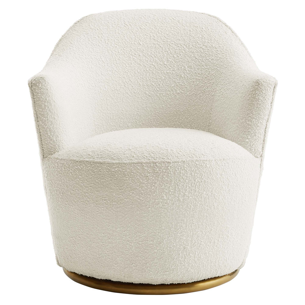Nora Boucle Upholstered Swivel Chair - White