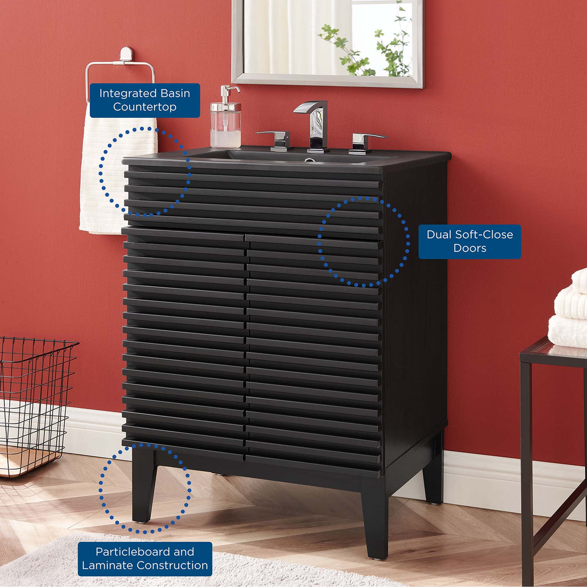 Render 24" Bathroom Vanity - Black Black