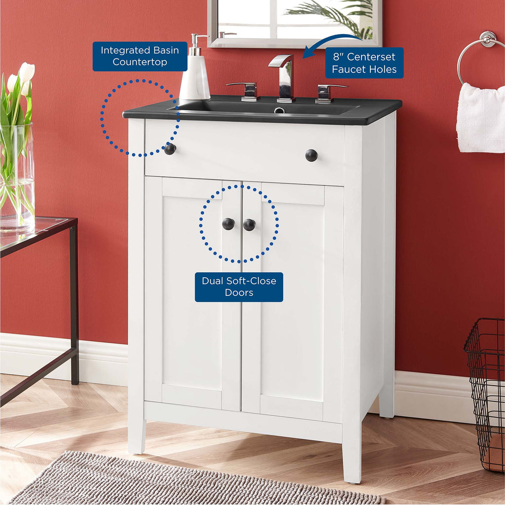 Nantucket 24" Bathroom Vanity - White Black