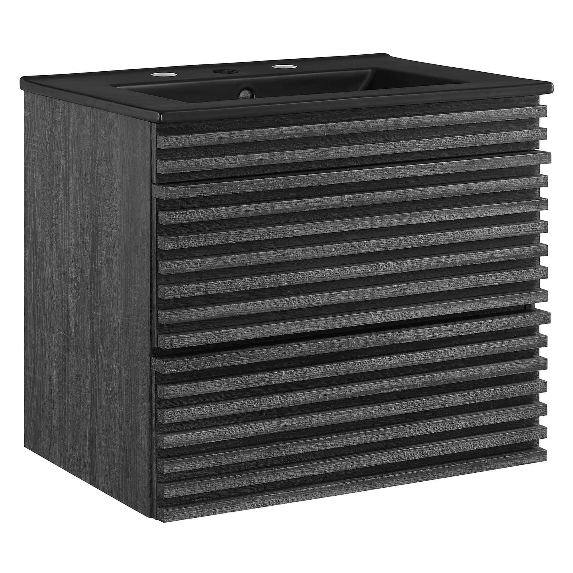 Render 24" Wall-Mount Bathroom Vanity - Charcoal Black