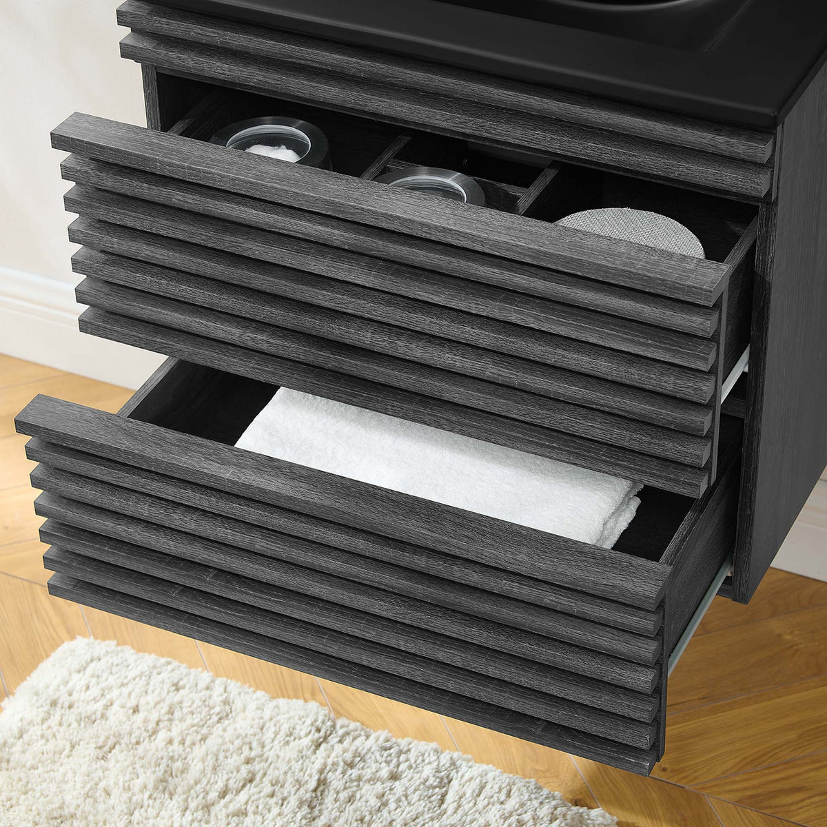 Render 24" Wall-Mount Bathroom Vanity - Charcoal Black