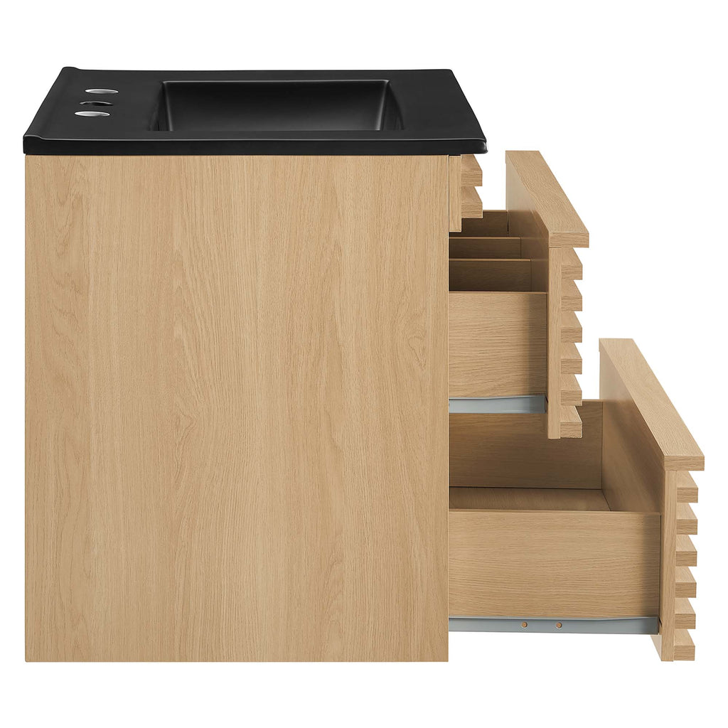 Render 24" Wall-Mount Bathroom Vanity - Oak Black