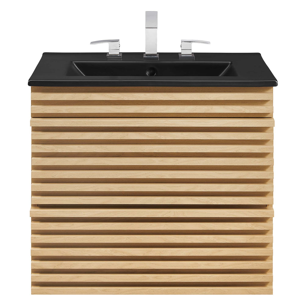 Render 24" Wall-Mount Bathroom Vanity - Oak Black
