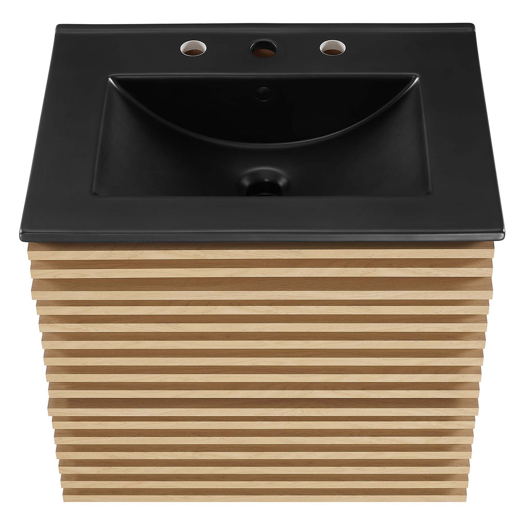 Render 24" Wall-Mount Bathroom Vanity - Oak Black