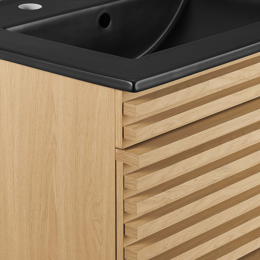 Render 24" Wall-Mount Bathroom Vanity - Oak Black