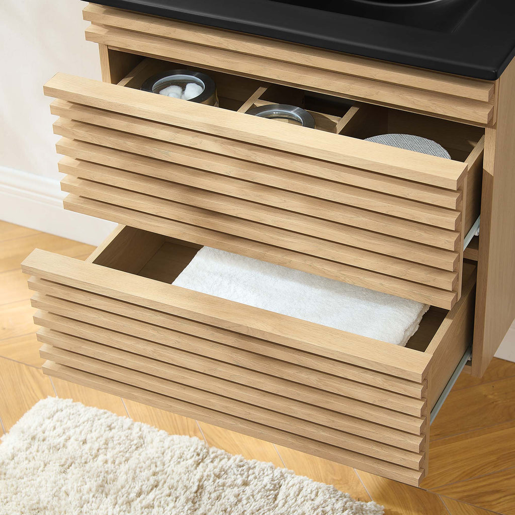 Render 24" Wall-Mount Bathroom Vanity - Oak Black