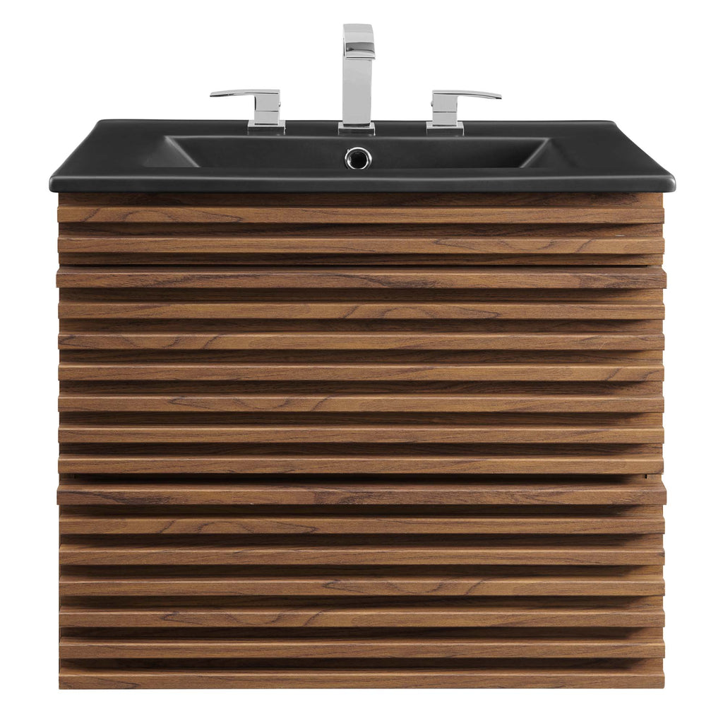 Render 24" Wall-Mount Bathroom Vanity - Walnut Black