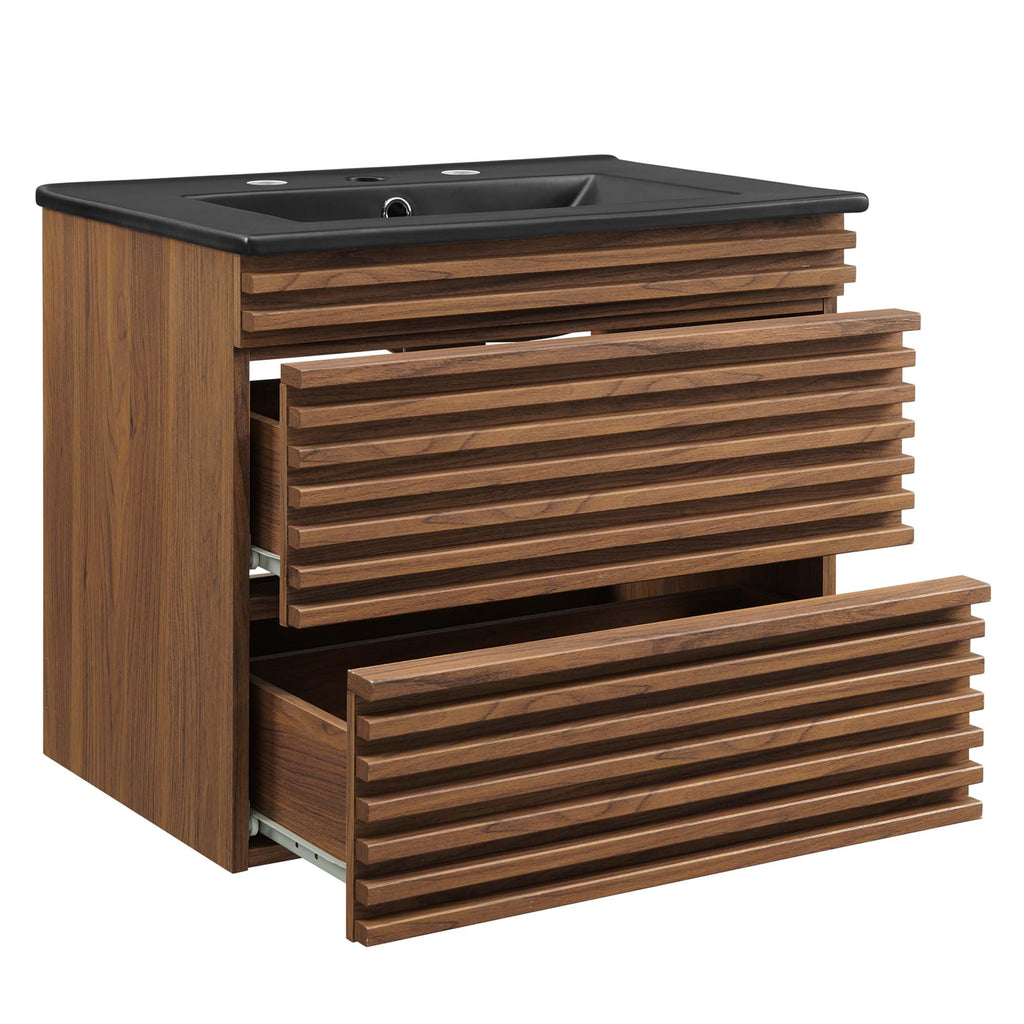Render 24" Wall-Mount Bathroom Vanity - Walnut Black