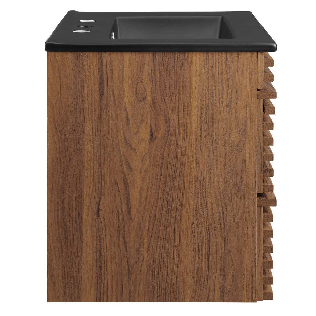 Render 24" Wall-Mount Bathroom Vanity - Walnut Black