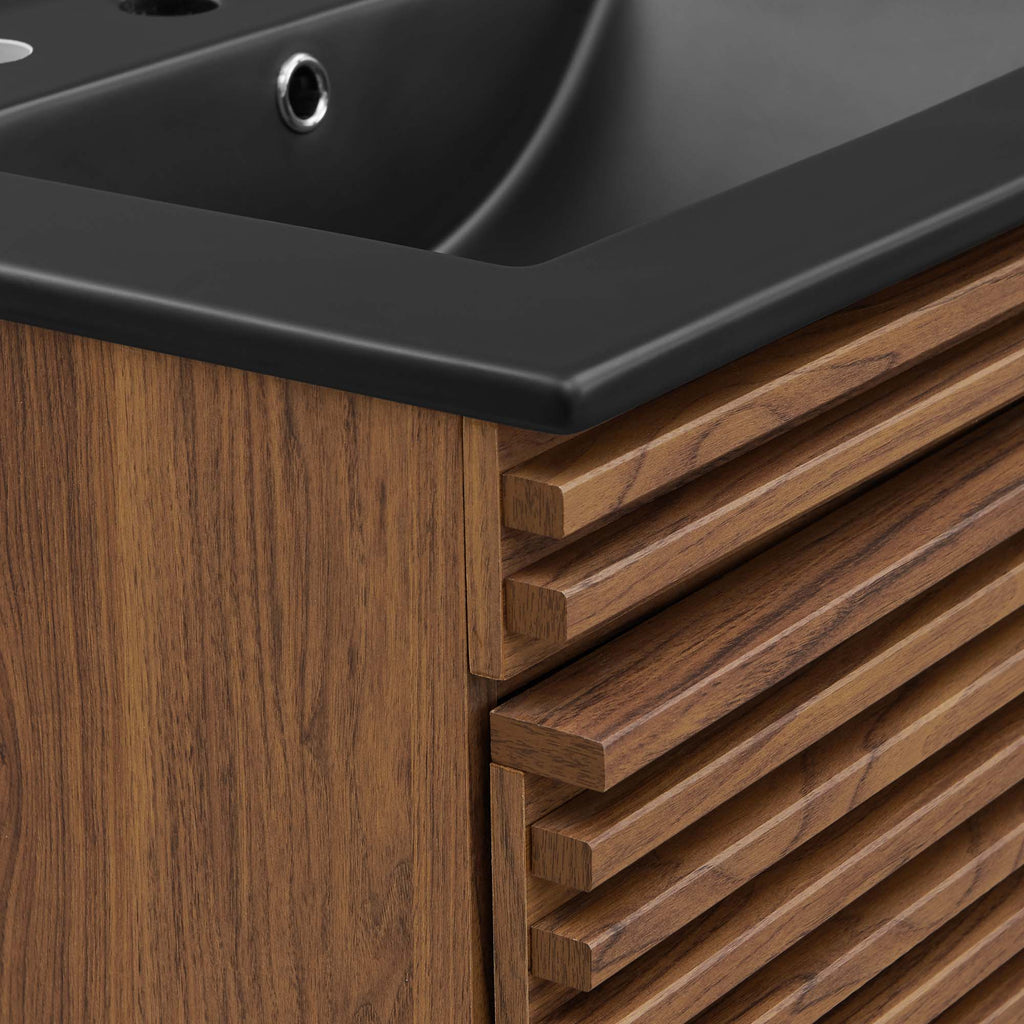 Render 24" Wall-Mount Bathroom Vanity - Walnut Black