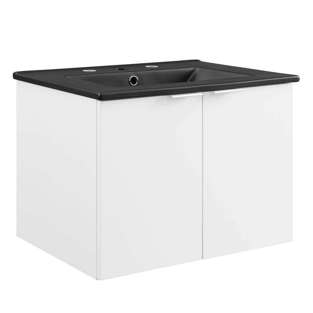 Maybelle 24" Wall-Mount Bathroom Vanity - White Black