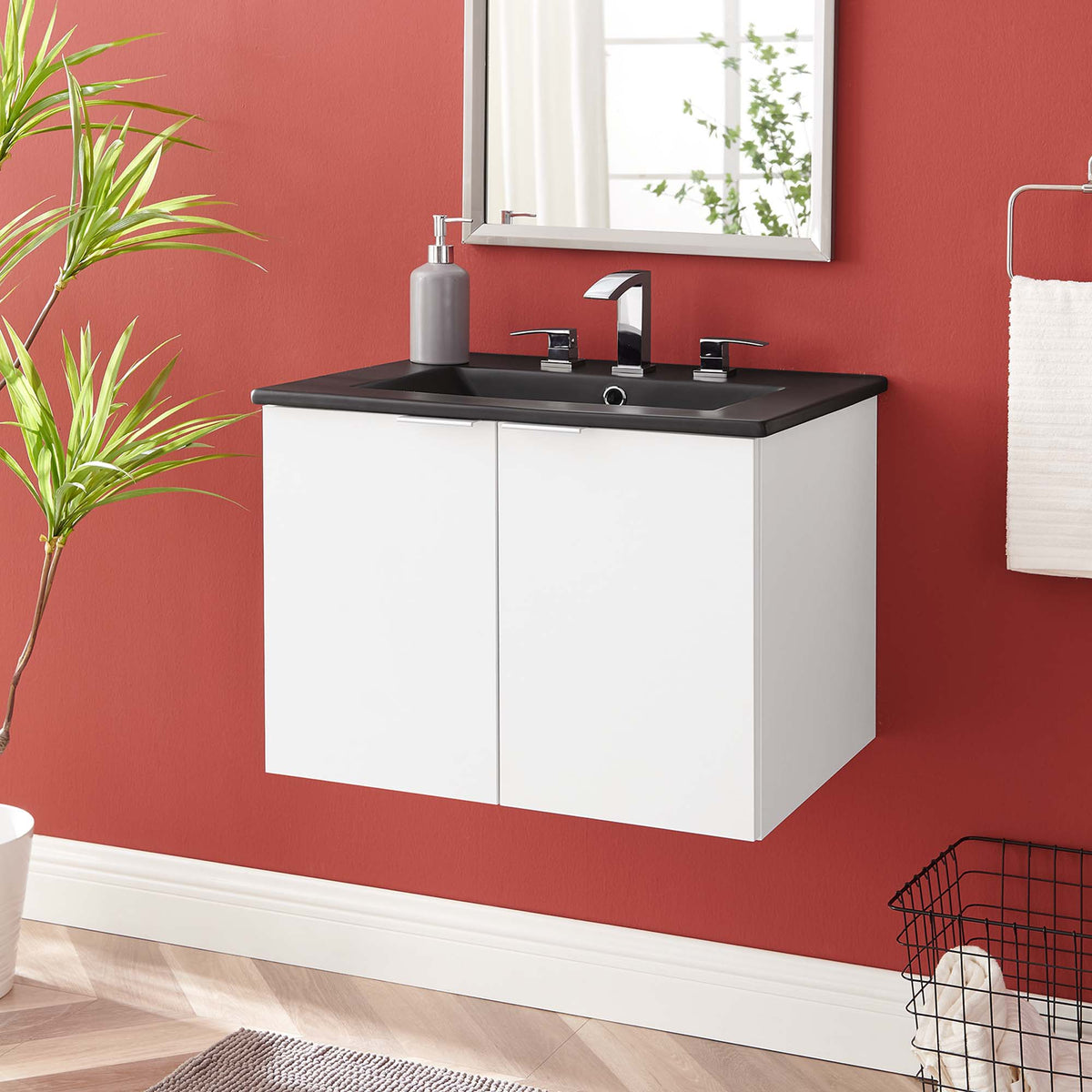 Maybelle 24" Wall-Mount Bathroom Vanity - White Black