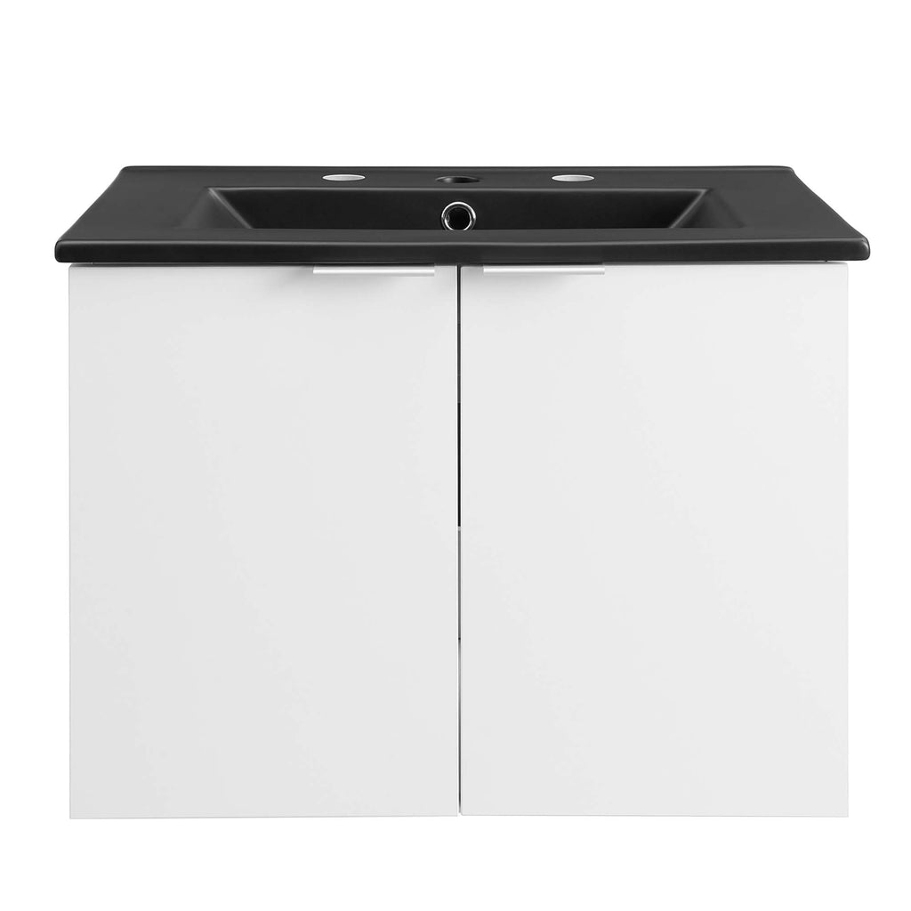 Maybelle 24" Wall-Mount Bathroom Vanity - White Black
