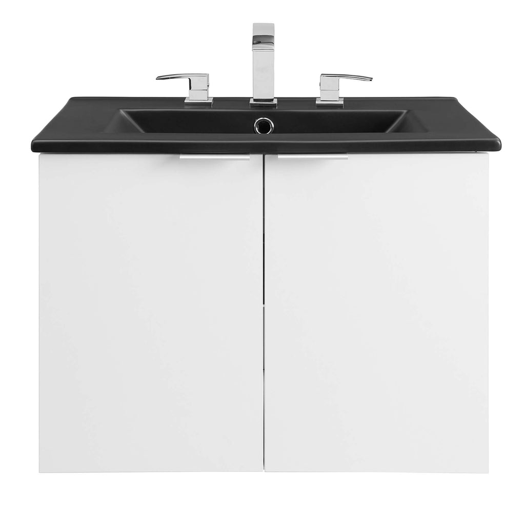 Maybelle 24" Wall-Mount Bathroom Vanity - White Black