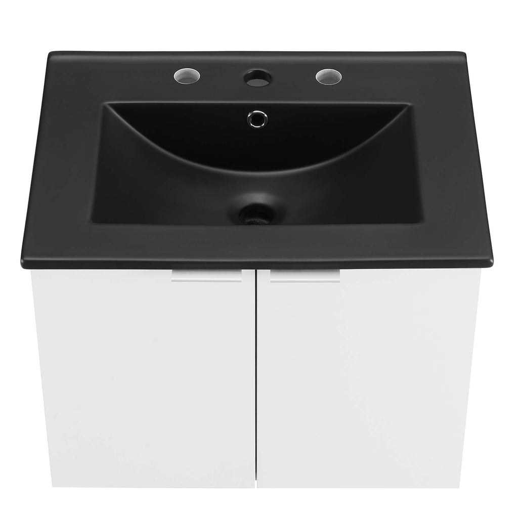 Maybelle 24" Wall-Mount Bathroom Vanity - White Black