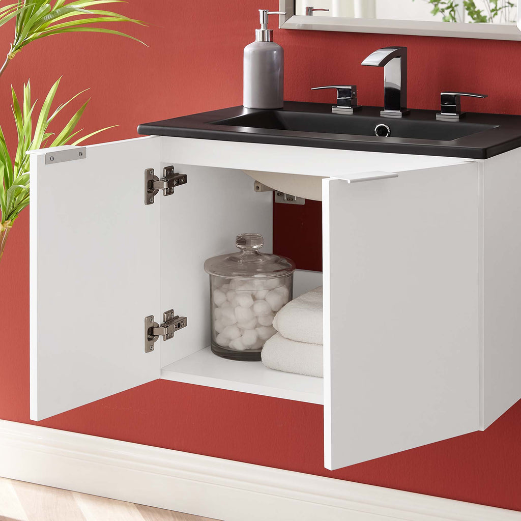 Maybelle 24" Wall-Mount Bathroom Vanity - White Black