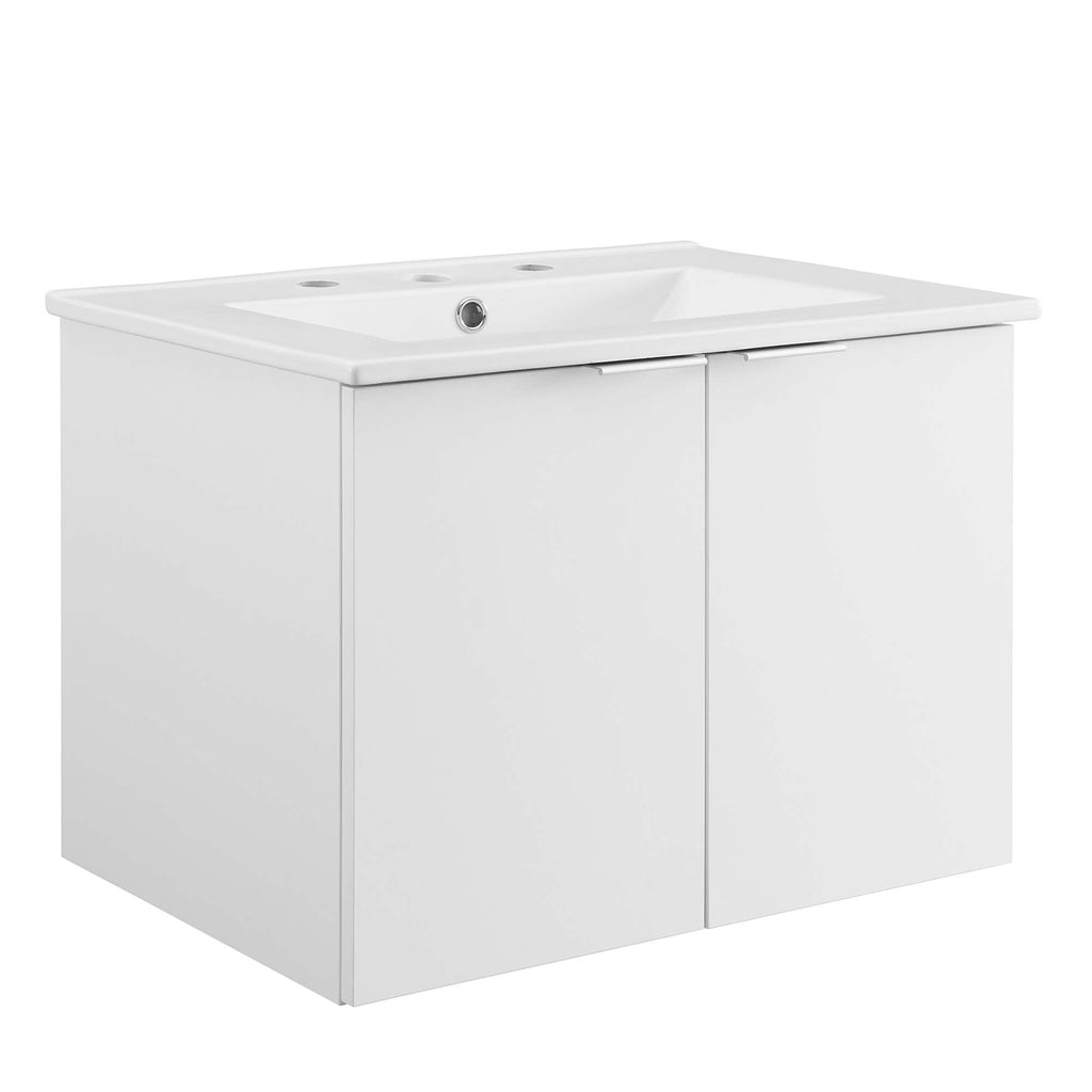 Maybelle 24" Wall-Mount Bathroom Vanity - White White