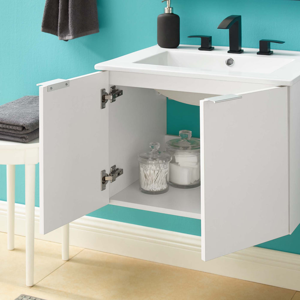 Maybelle 24" Wall-Mount Bathroom Vanity - White White