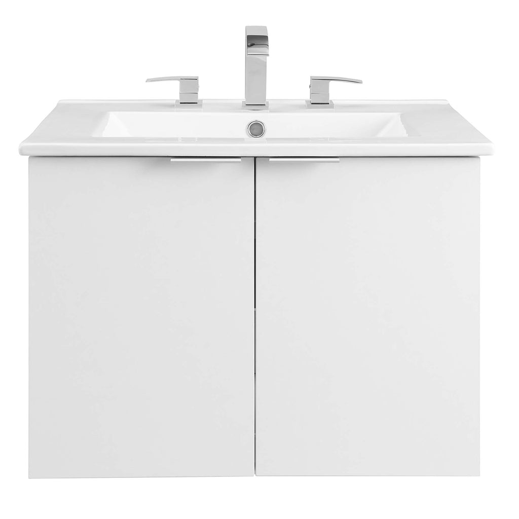 Maybelle 24" Wall-Mount Bathroom Vanity - White White