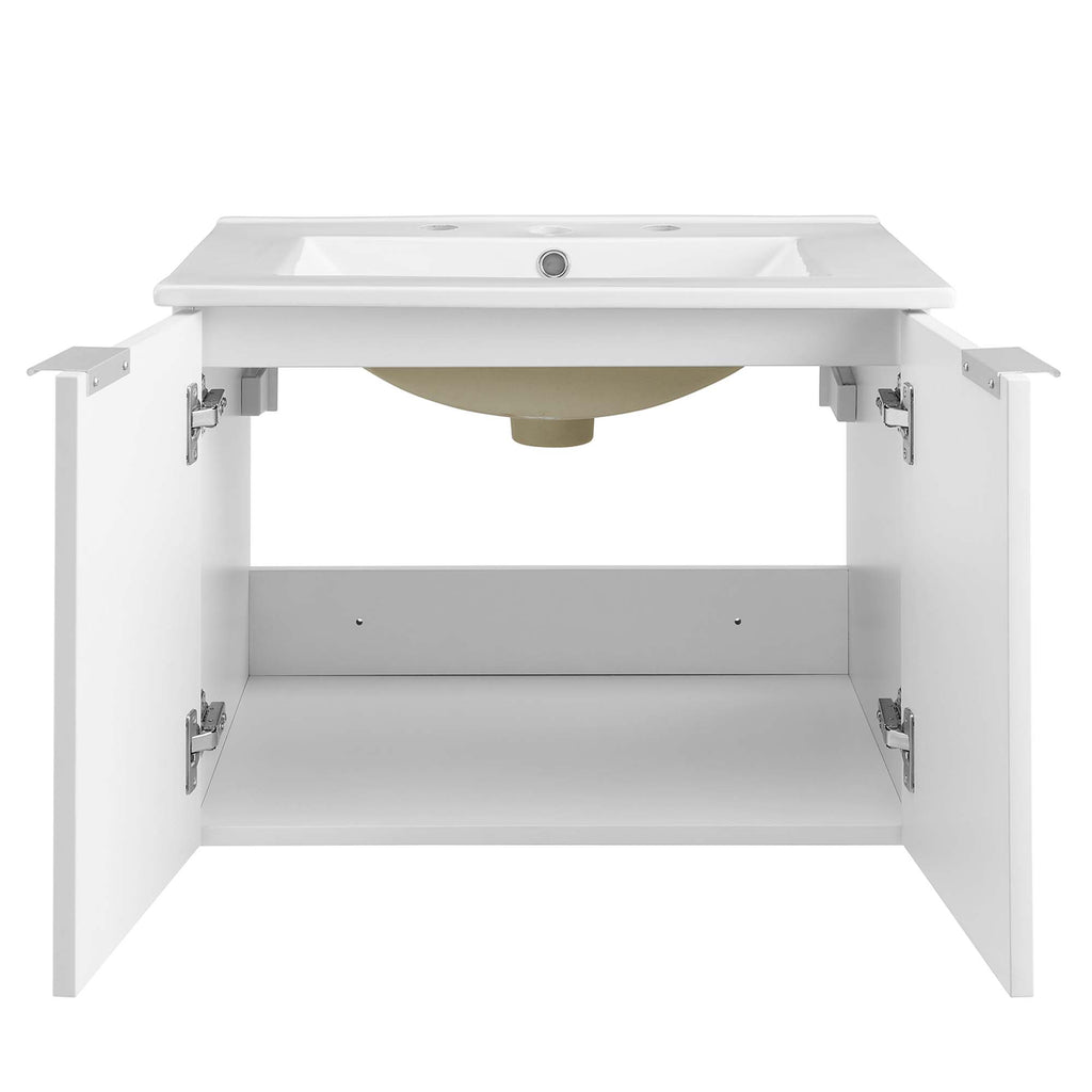 Maybelle 24" Wall-Mount Bathroom Vanity - White White